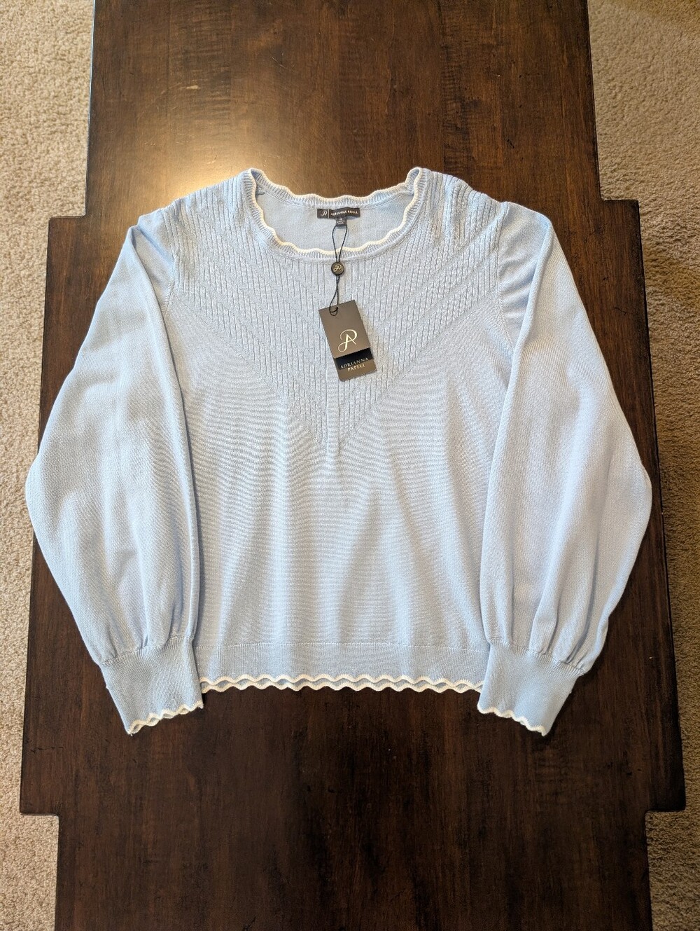 Adrianna Papell Scallop Trim Sweater
